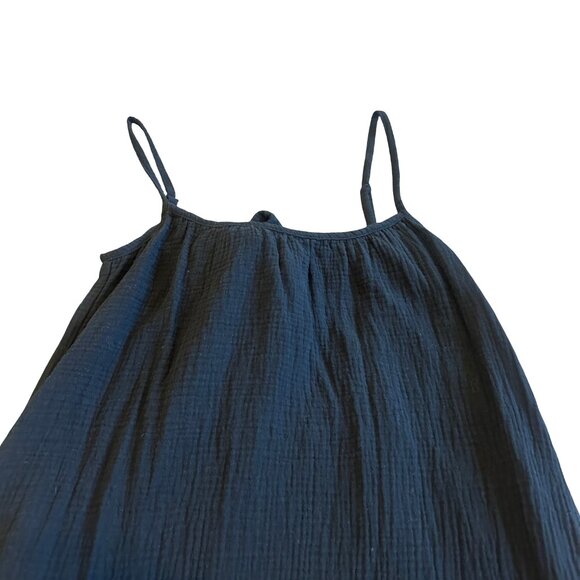 Sol Los Angeles Black Gauze Midi Dress Spaghetti Strap Tie Back Size XS Small - Picture 3 of 12